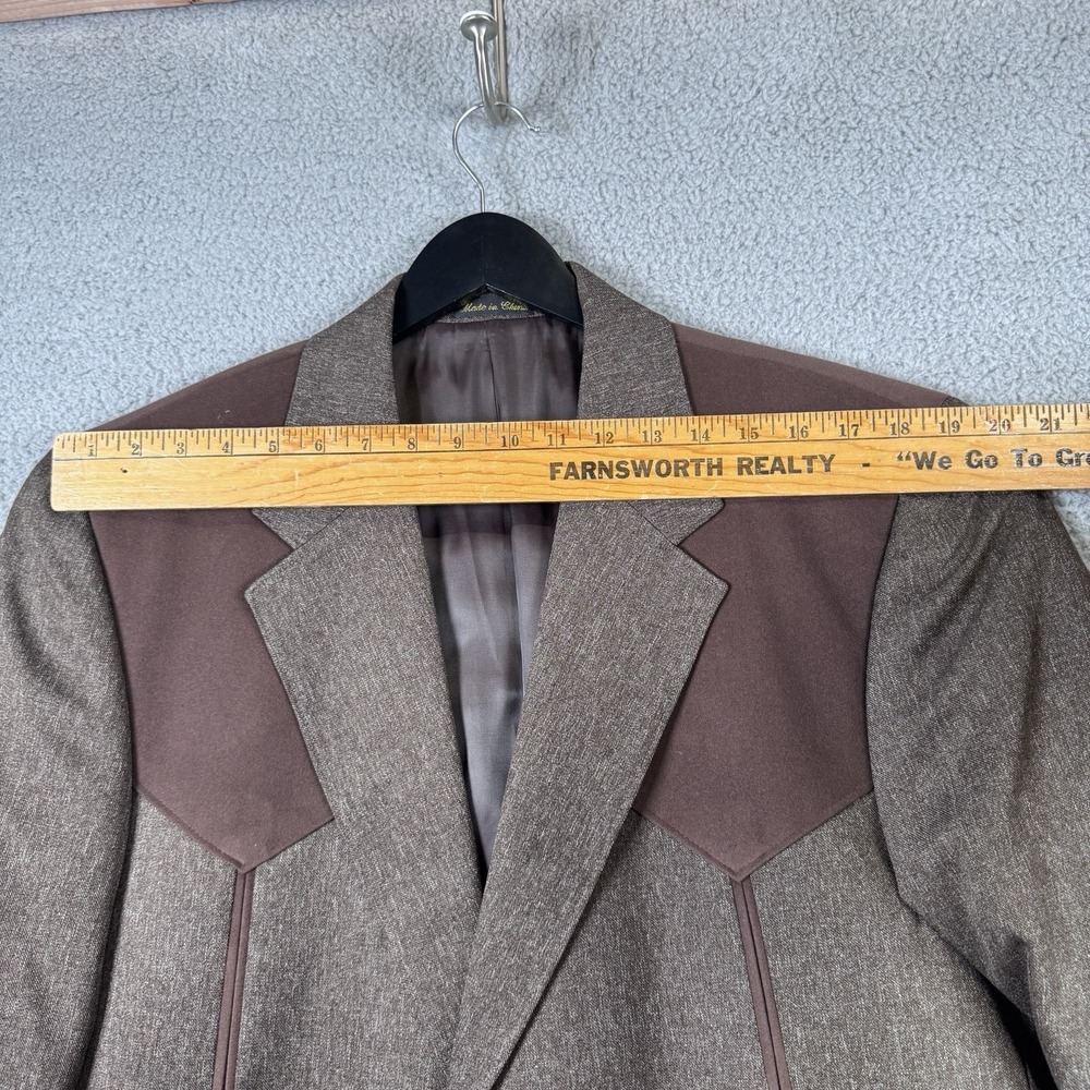 Circle S Texas Blazer Mens 48R Brown Blazer Sport Coat Yoke Rockabilly Western - Picture 6 of 13